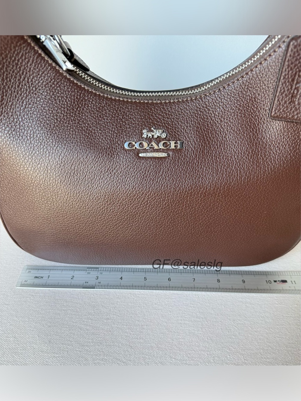 NWT Coach Teri Hobo Shoulder Bag Maple Brown Pebble Leather Silver CV935 - Picture 12 of 16
